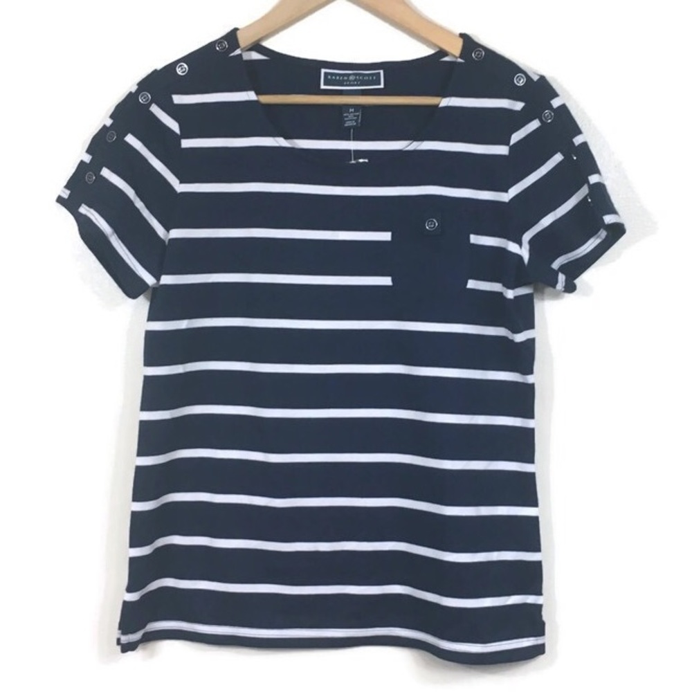 Karen Scott Intrepid Blue Nautical Style Blouse